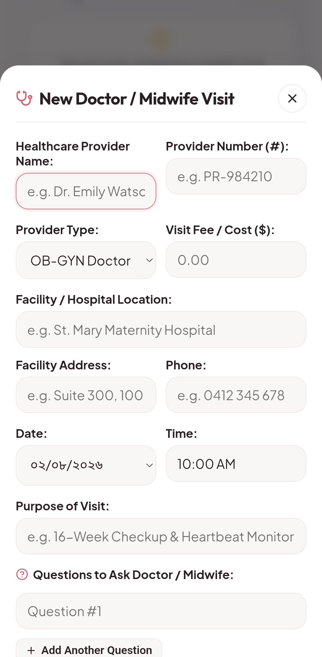 Bump to Mum Visit Prep and Questions Log